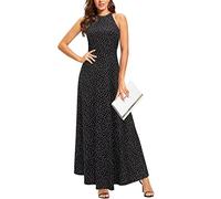 STYLEWORD Women's Floral Print Sleeveless Off Shoulder Elegant Summer Dress Ladies Halter Neck Maxi Long Dress(Floral37,M)