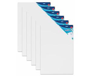 Stylex 28662-P6 - Stretcher Frame 40 x 60 cm, with 100% Cotton Fabric Canvas, Primed, Stapled Back for Oil, Acrylic and Tempera Paints, Gouache Painting, Pack of 6