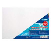 Stylex 28666 - Painting Cardboard, 20 x 30 cm, Cardboard 3 mm Thick, Covered with 100% Cotton Fabric, White Primed, for Oil, Acrylic and Tempera Paints, Gouache Painting and Decoupage Technique