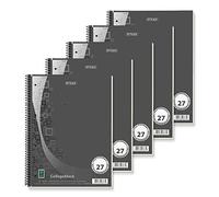 Stylex 43877-P5-5 x spiral notepad, lined, DIN A4, 80 sheets, 90 g/m² premium paper