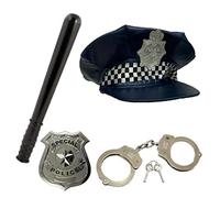 Stylex Adult Police Officer Fancy Dress Set - Handcuff - Badge - Truncheon - Blue Hat