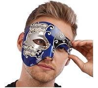 Stylex Classic Venetian Eye Mask Long Nose Jester Half Face Phantom Fancy Dress Accessories (Blue Half Mask)