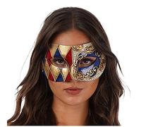 Stylex Classic Venetian Eye Mask Long Nose Jester Half Face Phantom Fancy Dress Accessories (Blue/Red)