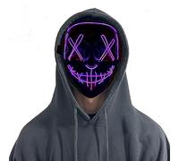 Stylex LED Halloween Mask Scary Light Up Mask Cosplay Fancy Dress Costume Carnival (Purple Crosses)