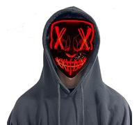 Stylex LED Halloween Mask Scary Light Up Mask Cosplay Fancy Dress Costume Carnival (Red Crosses)