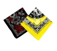 Stylex Party 2 Pack Bandana Yellow Skull Roses Gothic Biker Mask Balaclava Headband Wrist Tie Neck Tie