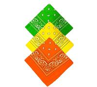 Stylex Party 3 Pack of Paisley Bandana Orange Yellow Green Bandana Headband Wrist Tie Neck Tie