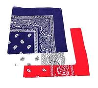 Stylex Party Bandana Bundle Pack - Blue, White, Red Pack of 3 Scarves Cotton Biker