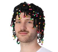 Stylex Party Caribbean Wig - Black Braided Wig with Colorful Beads for Costume Parties, Halloween & Cosplay