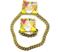 Stylex Party Ltd Fancy Dress Thick Gold Gangster Chain and Bracelet Set Costume 1980's