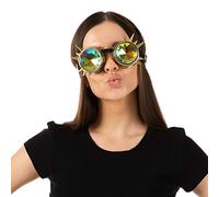 Stylex Party Ltd Holographic Gold Steampunk Goggles Spiked Glasses Cyber Welding Punk Gothic