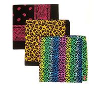 Stylex Party Leopard Print Girly Bandana 3 Pack Funky Paisley Headband Neckerchief Hippy Cute Ladies