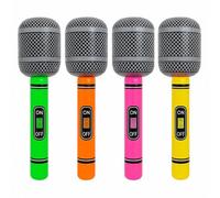 Stylex Party Pack of 12 Inflatable Microphones With Mixed Colours For 90s 80s Musical Singer Festival Fancy Dress Group Costume Accessories Photo Booth Props Pack