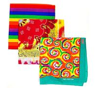 Stylex Party Pack of 3 Bandanas - Pride Rainbow Bandana Unique Scarf Paisley Cotton Head Wrist Headband Cowgirl Head Tie Neck