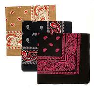 Stylex Party Pack of 3 Bandanas - Unique Scarf Paisley Cotton Head Wrist Headband Cowgirl Head Tie Neck