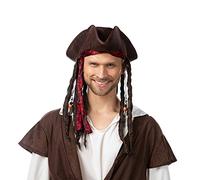 Stylex Party Pirate Hat with Dreadlocks Fancy Dress Costume Caribbean Captain Hat Costume