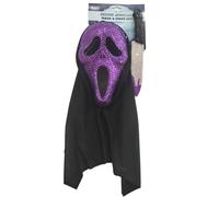 Stylex Party Purple Deluxe Jewelled Ghost Mask & Knife Set - Sparkling Rhinestone Halloween Costume Accessory with Hood & Prop Dagger