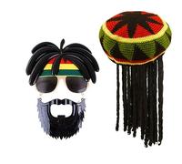 Stylex Party Rasta Face & Hat Bundle Kit Fancy Dress Reggae Barbeque Accessories Funny Costume Outfit