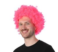 Stylex Party Short Fluffy Disco Afro Wigs Synthetic Anime Cosplay Fancy Dress Funny Wigs For Unisex Men Women (Bright Pink, One Size)