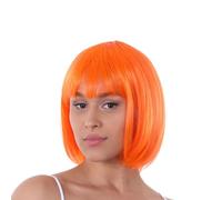 Stylex Party Short Length Synthetic Straight Wig Bob Wig Bob Hair Wig Party Cosplay Costume for Women Ladies (Orange, One Size)
