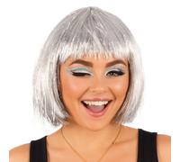 Stylex Party Silver Disco Bob Wig - Shiny Metallic Costume Wig for 70s Parties, Halloween, Cosplay & Festivals