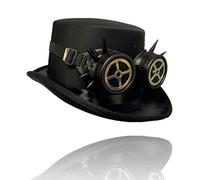 Stylex Party Steampunk Gothic Top Hat & Black Spike Cross Goggles Fancy Dress Christmas Halloween Retro