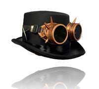 Stylex Party Steampunk Gothic Top Hat & Bronze Spike Goggles Fancy Dress Christmas Halloween Retro