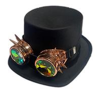 Stylex Party Steampunk Holographic Goggles & Top Hat Bundle Set Fancy Dress Retro Vintage