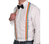 Stylex Party Suspenders Men Braces Wide Pattern Funky Design Birthday Gift 14 Designs (Rainbow)