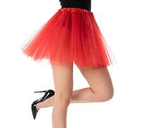 Stylex Party Tutu Skirt for Women Elastic Fancy Dress Costume Dress-up Parties Dancing 3 Layers (Red)