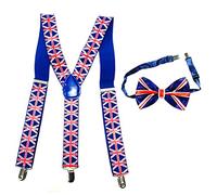 Stylex Party Union Jack Bow Tie and Suspenders Braces Fancy Dress Brexit UK Costume Unisex UK