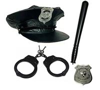 Stylex Police & Black Handcuffs & Truncheon & Badge Fancy Dress Costume Cops Robbers