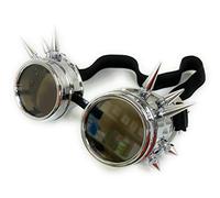 Vintage Steampunk Cyber Retro Black Spike Goggles Gothic Victorian Accessory (SILVER SPIKE)
