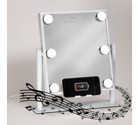STYLPRO Music Mirror with Bluetooth, Built-In Speakers, Wireless Phone Charging, Dimmable Hollywood Lights, Adjustability & Non-Slip Base, Listen to Music, Watch Tutorials, Call Friends (40x36x9cm)…