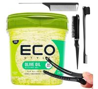 Styling Gel Bundle - Eco Styler Gel & Edge Control Set | Perfect Curl & Slick Back Hair Gel for Women | 3pc Brush + 2 Duck Bill Clips | Aloe Vera Organic Hold for Curly Hair, Braids & Edges