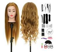 Styling Head Neverland Beauty 24 Inch 60% Real Human Hair Hairdressing Training Head Practice Mannequin Head With Free Clamp + Hair Styling Braid Set(Brown)