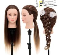 Styling Head Neverland Beauty Training Head 26inch Doll Head Stand for Hairdressers Practice Head Stand Wig Stand Adjustable Metal Practice Head Tripod Make Up with Eyelashes
