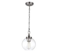 Stylish 1 Bulb Ceiling Pendant Light In Highly Polished Nickel Finish