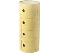 Stylish 13" Round Nightstand & Bathroom Cabinet - Small Plastic Bedside Table with Sliding Drawers Unique End Table for Living Room Bedroom & Bathroom Use