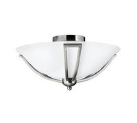 Stylish 2 Bulb Flush Mount Light In Brushed Nickel With E27 Led Compatibility