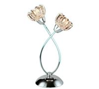 Stylish 2 Crystal Glass Cut Out Flower Chrome Table Lamp with Dimmer