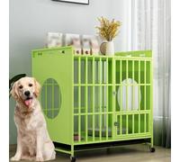 Stylish 2-In-1 Dog Crate & End Table - Decorative Wooden Pet House With Storage Tray For Medium/Large/Small Dogs - Pink Furniture-Style Dog Crate,Green-110x72x105cm
