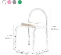 Stylish 2-Pack Modern Transparent Acrylic Dining Chairs with Cushions - Stackable Stools for Bedroom & Makeup Room Accent, Chic Design for Elegant Decor