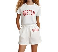 Stylish 2-Piece Girls Outfit Set Ages 4-14 Casual Party Wear Soft Comfortable Everyday, Matching Sneakers Machine Washable Breathable Great School All Seasons #D White