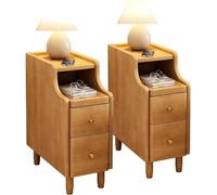 Stylish 2-Piece Narrow Nightstand Set - Functional Space-Saving Bedroom Furniture for nizing Essentials - Modern Design Perfect for Small Bedrooms