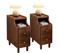 Stylish 2-Piece Tall Nightstand Set - Slim Design for Bedroom nization Functional & Chic Furniture for Essential Item Storage Modern Decor Solutions.