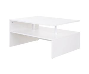 Stylish 2-Tier Coffee Table - Modern Design, White Finish - Perfect for Storage
