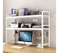 Stylish 2-Tier Desk Bookcase for Home Office Computer Desk & Classroom - Black and Corkboard 105 x 30 cm Perfect for nizing Books & Supplies