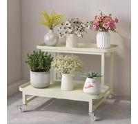 Stylish 2-Tier Metal Grid Display Stand - Versatile Indoor & Outdoor Plant Rack, Perfect for Retail, Home Decor & Garden Exhibits, Durable & Modern Design