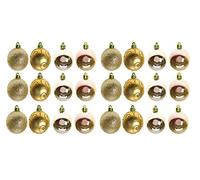 Stylish 24 BAUBLES 6cm / 2.4" Christmassy Colours Bauble Decorations (Gold)